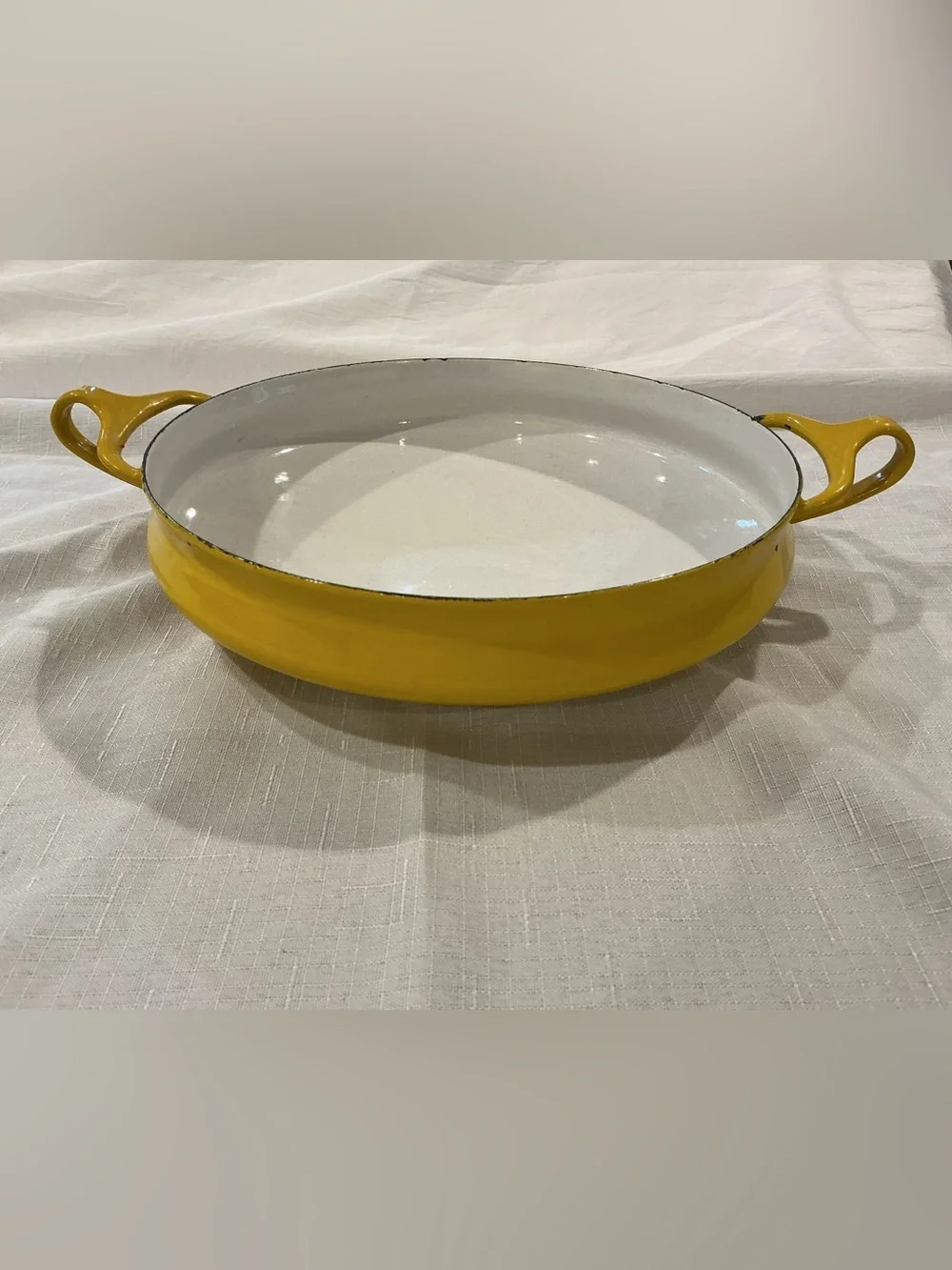 MCM Vintage Dansk Designs France Yellow Paella Pan 10 Inch